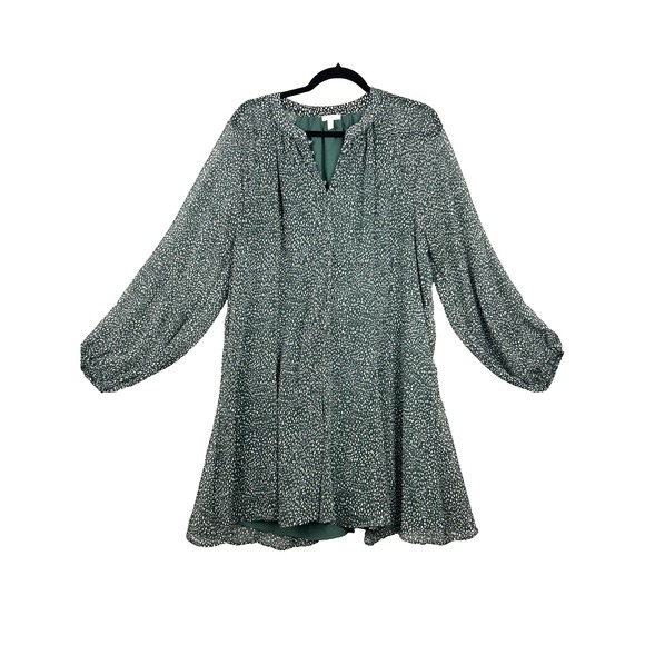 Joie Mini Dress‎ Women Sheer Green Artic Animal Spot Boho Peasant Size XL $378 - Picture 1 of 11